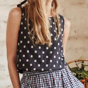 Anthropologie Harlyn Navy White Tiled Tank Blouse XS
